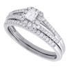 Diamond Solitaire Wedding Ring 14K White Gold Princess Halo Bridal Set 0.51 Tcw.