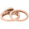 14K Rose Gold Brown Diamond Bridal Set Swirl Engagement Ring + Wedding Band 1 Ct