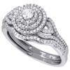 Diamond Bridal Set Ladies Solitaire 10K White Gold Curved Wedding Ring 0.50 Ct.