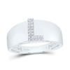 .925 Sterling Silver Diamond Women's Block Letter L Initial Band Ring 1/20 CT