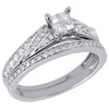 10K White Gold Natural Princess Cut Quad Diamond Wedding Bridal Set Ring 1/2 Ct.