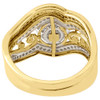 Diamond Wedding Bridal Set 10K Yellow Gold Cluster Swirl Engagement Ring 0.40 Ct