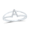 10k White Gold Genuine Diamond Women's Block Letter A Initial Split Ring 1/20 CT
