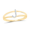 10k Yellow Gold Genuine Diamond Women Block Letter J Initial Split Ring 0.03 CT