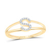 10k Yellow Gold Genuine Diamond Women Block Letter S Initial Split Ring 1/20 CT