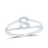 10k White Gold Genuine Diamond Women's Block Letter S Initial Split Ring 1/20 CT