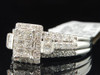 Diamond Halo Engagement Ring 14K White Gold Round & Princess Cut 1 Ct