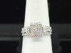 Diamond Halo Engagement Ring 14K White Gold Round & Princess Cut 1 Ct