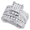 Princess Cut Diamond Bridal Set 14K White Gold Engagement Ring 6.41 Ct.