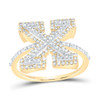 10k Yellow Gold Genuine Diamond Modern Block Font Letter X Initial Ring 5/8 CT