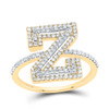 10k Yellow Gold Genuine Diamond Modern Block Font Letter Z Initial Ring 1/2 CT