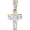 Diamond Mini Domed Cross Pendant 10K Yellow Gold Round Cut Pave Charm 0.55 Ct.