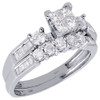 Princess Diamond Wedding Bridal Set 10K White Gold Engagement Ring 0.90 Ct