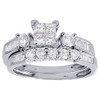 Princess Diamond Wedding Bridal Set 10K White Gold Engagement Ring 0.90 Ct