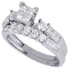 Princess Diamond Wedding Bridal Set 10K White Gold Engagement Ring 0.90 Ct
