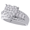 10K White Gold Round & Baguette Diamond Heart Cluster Engagement Ring 1 CT.