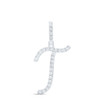 925 Sterling Silver Real Diamond Women's Script Font Initial T Pendant 1/10 CT