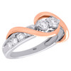 14K White Gold Two Stone Diamond Love & Friendship Swirl Engagement Ring 1 CT.