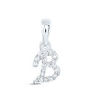 10K White Gold Genuine Diamond Women's Block Font Initial B Mini Pendant 1/20 CT