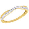 10K Yellow Gold Diamond Twist Contour Wedding Band Anniversary Ring 0.14 Ct.