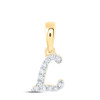 10K Yellow Gold Real Diamond Women's Block Font Initial L Mini Pendant 1/20 CT