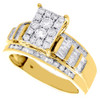 10K Yellow Gold Round & Baguette Genuine Diamond Ladies Engagement Ring 0.90 Ct.