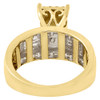 10K Yellow Gold Round & Baguette Genuine Diamond Ladies Engagement Ring 0.90 Ct.