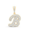 10K Yellow Gold Genuine Diamond Women's Cursive Font Initial B Pendant 1/2 CT