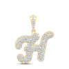 10K Yellow Gold Genuine Diamond Women's Cursive Font Initial H Pendant 1/2 CT