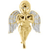 Diamond Mini 3D Angel Piece Cherub Pendant 10K Yellow Gold 2.08" Charm 0.85 Ct.