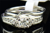 Diamond Wedding Ring 14K White Gold Round Solitaire Bridal Set 0.90 Tcw.