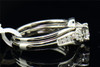 Diamond Wedding Ring 14K White Gold Round Solitaire Bridal Set 0.90 Tcw.