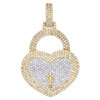 10K Yellow Gold Diamond Women's Key To My Heart Love Pad Lock Pendant 1.19 CT