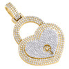 10K Yellow Gold Diamond Women's Key To My Heart Love Pad Lock Pendant 1.19 CT