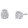 10K White Gold Real Diamond Unisex 6.35mm 4 Prong Circle Stud Earrings 0.36 CT