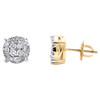 10K Yellow Gold Genuine Diamond Unisex 8.5mm 4 Prong Circle Stud Earrings 3/4 CT