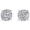 10K White Gold Genuine Diamond Unisex 8.5mm 4 Prong Circle Stud Earrings 3/4 CT