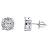10K White Gold Genuine Diamond Unisex 8.5mm 4 Prong Circle Stud Earrings 3/4 CT