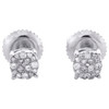 10K White Gold Genuine Diamond Unisex 4.5mm 4 Prong Circle Stud Earrings 0.12 CT