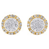 10K Yellow Gold Genuine Diamond 12mm Tiered Flower Halo Stud Earrings 0.78 CT