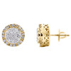 10K Yellow Gold Genuine Diamond 12mm Tiered Flower Halo Stud Earrings 0.78 CT