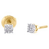 10K Yellow Gold Real Diamond Unisex 3.5mm 4 Prong Circle Stud Earrings 0.05 CT