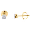 10K Yellow Gold Real Diamond Unisex 3.5mm 4 Prong Circle Stud Earrings 0.05 CT