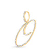 10K Yellow Gold Real Diamond Fancy Cursive Script Font Initial O Pendant 3/8 CT