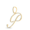 10K Yellow Gold Real Diamond Fancy Cursive Script Font Initial P Pendant 1/2 CT