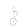 10K White Gold Real Diamond Fancy Cursive Script Font Initial S Pendant 3/8 CT