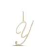 10K Yellow Gold Real Diamond Fancy Cursive Script Font Initial Y Pendant 1/2 CT