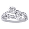 14K White Gold Two Stone Diamond Engagement Ring Love & Friendship Swirl 1/2 Ct.