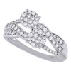 14K White Gold Two Stone Diamond Engagement Ring Love & Friendship Swirl 1/2 Ct.