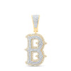 10K Yellow Gold Real Diamond Block Font Pointed Letter Initial B Pendant 5/8 CT